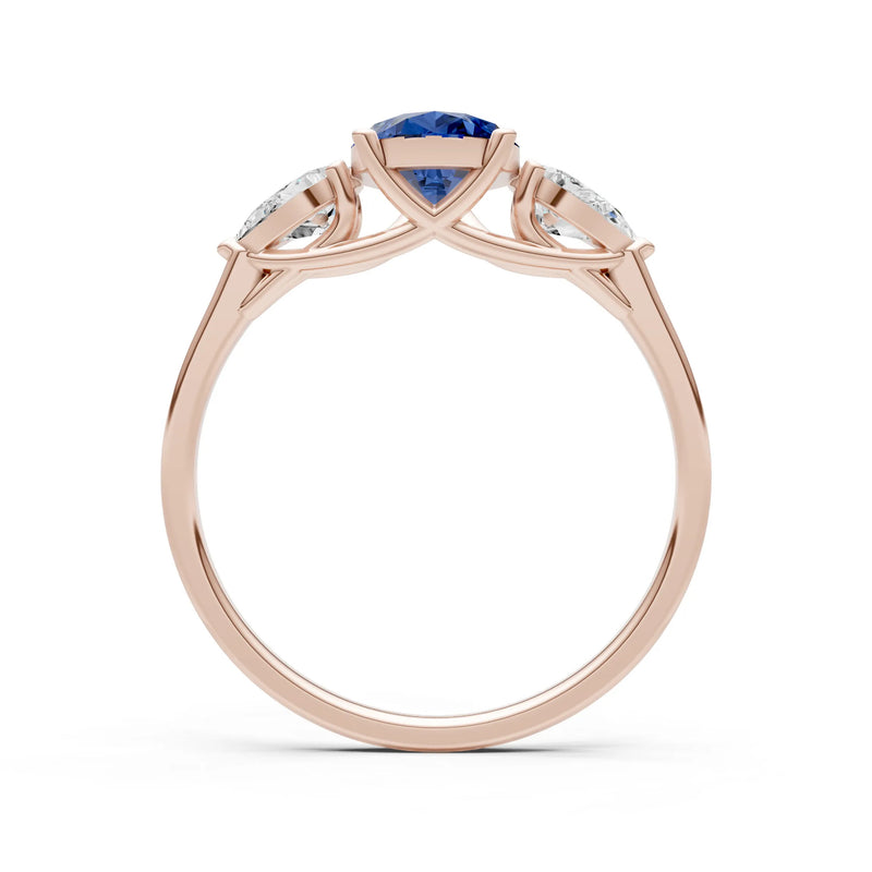 Blue Sapphire Three Pear Cut Stone Ring
