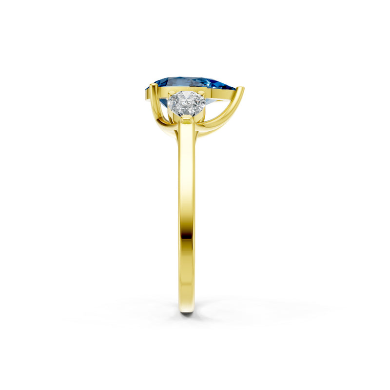 London Blue Topaz Three Pear Cut Stone Ring