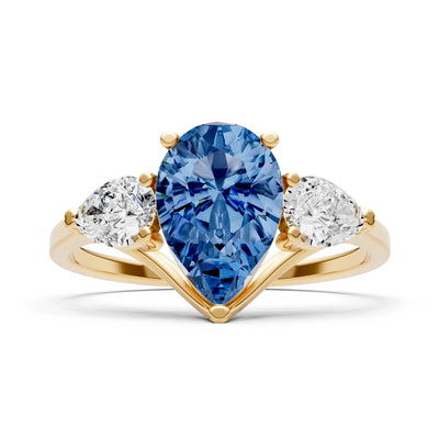 London Blue Topaz Three Pear Cut Stone Ring