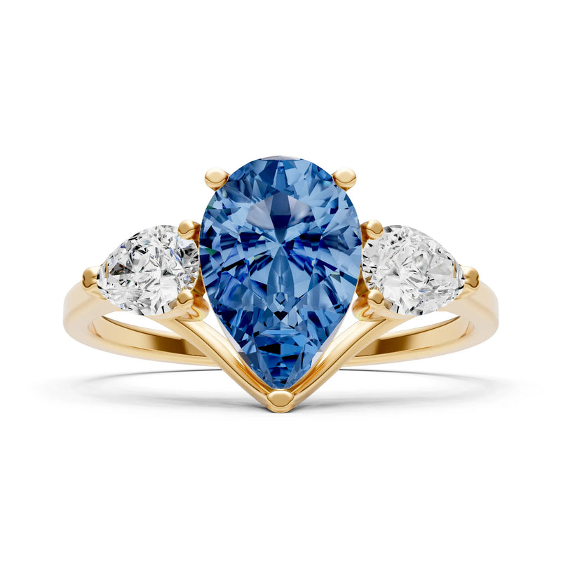 London Blue Topaz Three Pear Cut Stone Ring