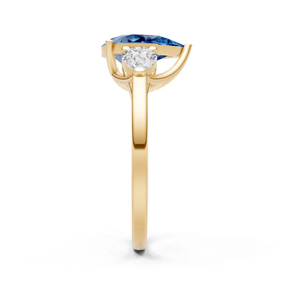 London Blue Topaz Three Pear Cut Stone Ring