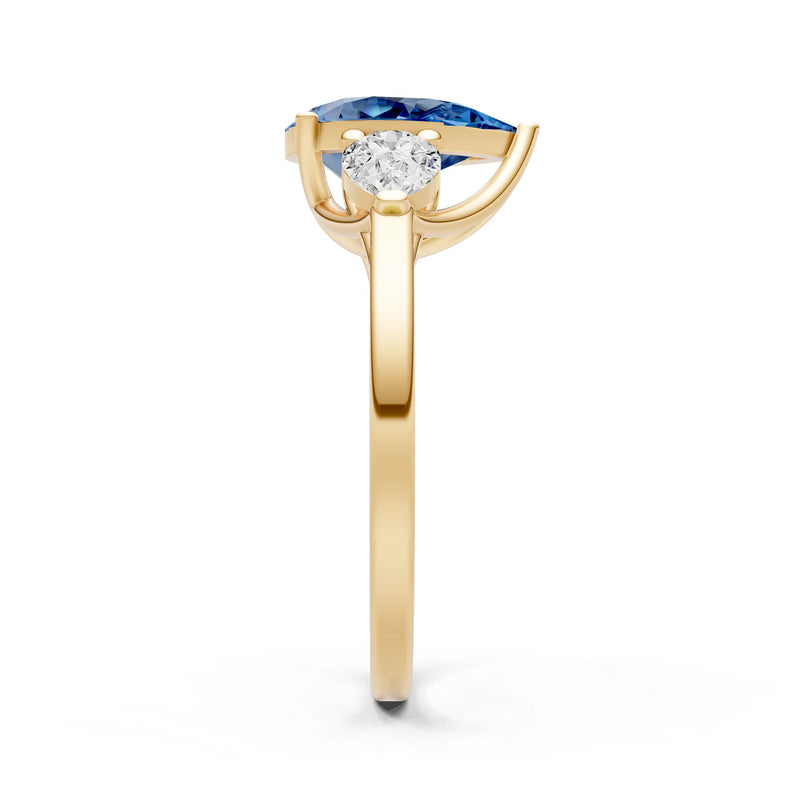 London Blue Topaz Three Pear Cut Stone Ring