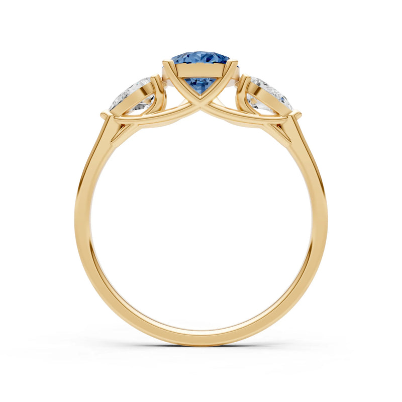 London Blue Topaz Three Pear Cut Stone Ring