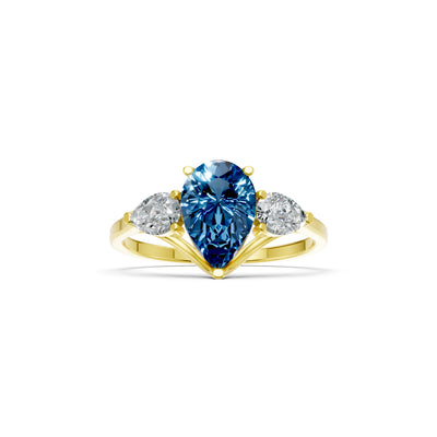 London Blue Topaz Three Pear Cut Stone Ring