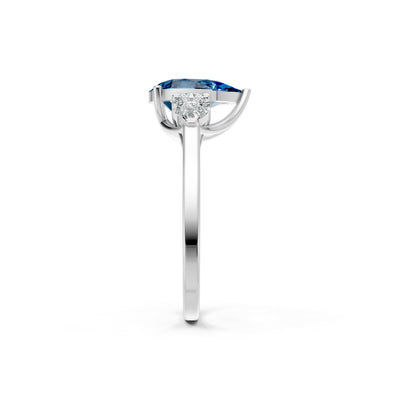 London Blue Topaz Three Pear Cut Stone Ring