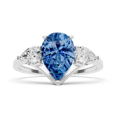 London Blue Topaz Three Pear Cut Stone Ring