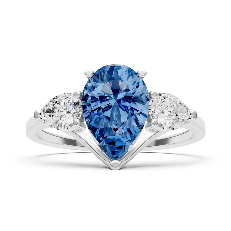 London Blue Topaz Three Pear Cut Stone Ring