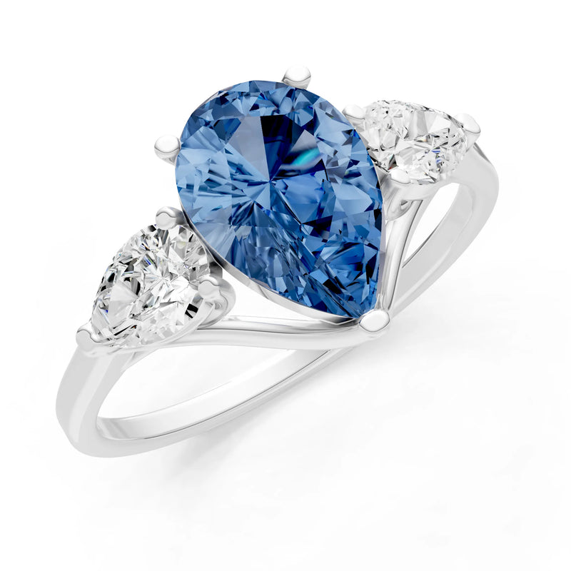 London Blue Topaz Three Pear Cut Stone Ring