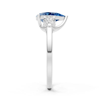 London Blue Topaz Three Pear Cut Stone Ring