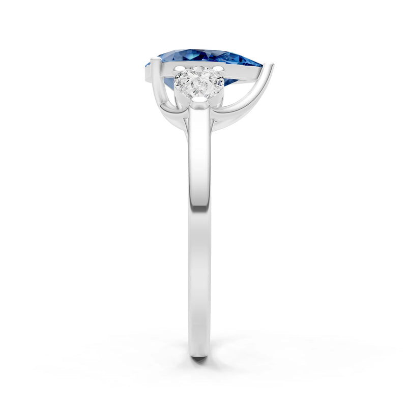 London Blue Topaz Three Pear Cut Stone Ring