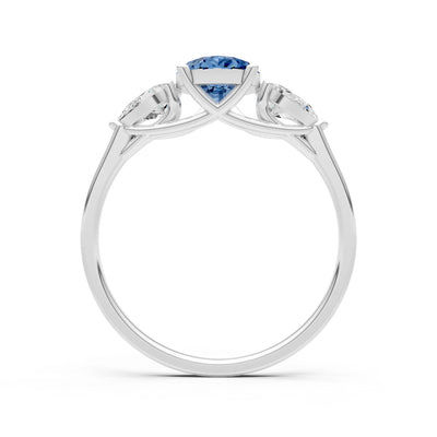 London Blue Topaz Three Pear Cut Stone Ring