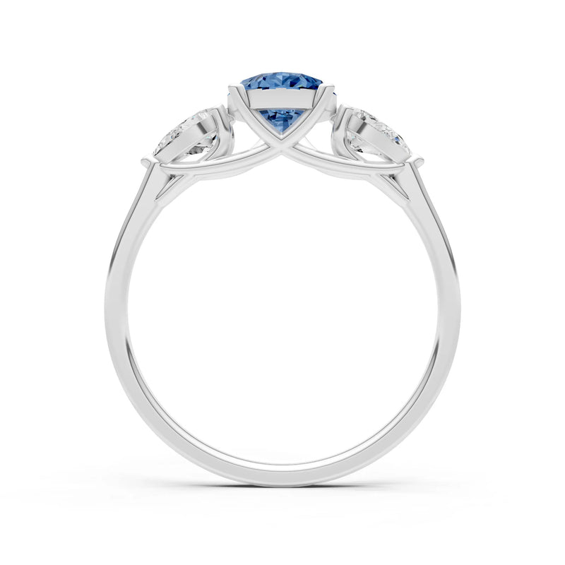 London Blue Topaz Three Pear Cut Stone Ring