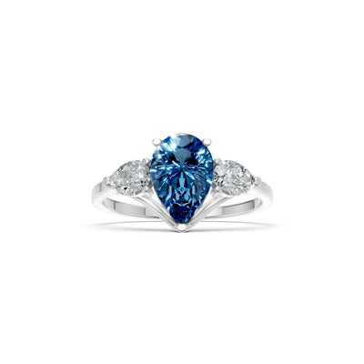 London Blue Topaz Three Pear Cut Stone Ring