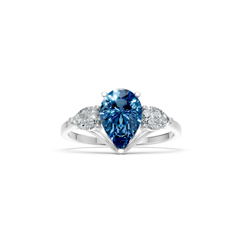 London Blue Topaz Three Pear Cut Stone Ring