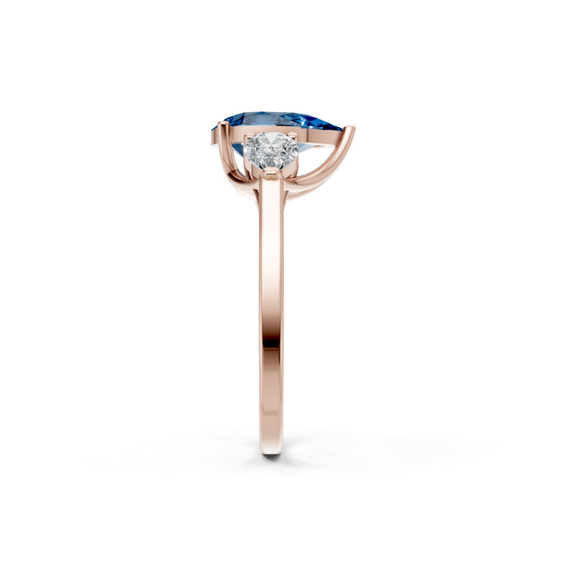 London Blue Topaz Three Pear Cut Stone Ring