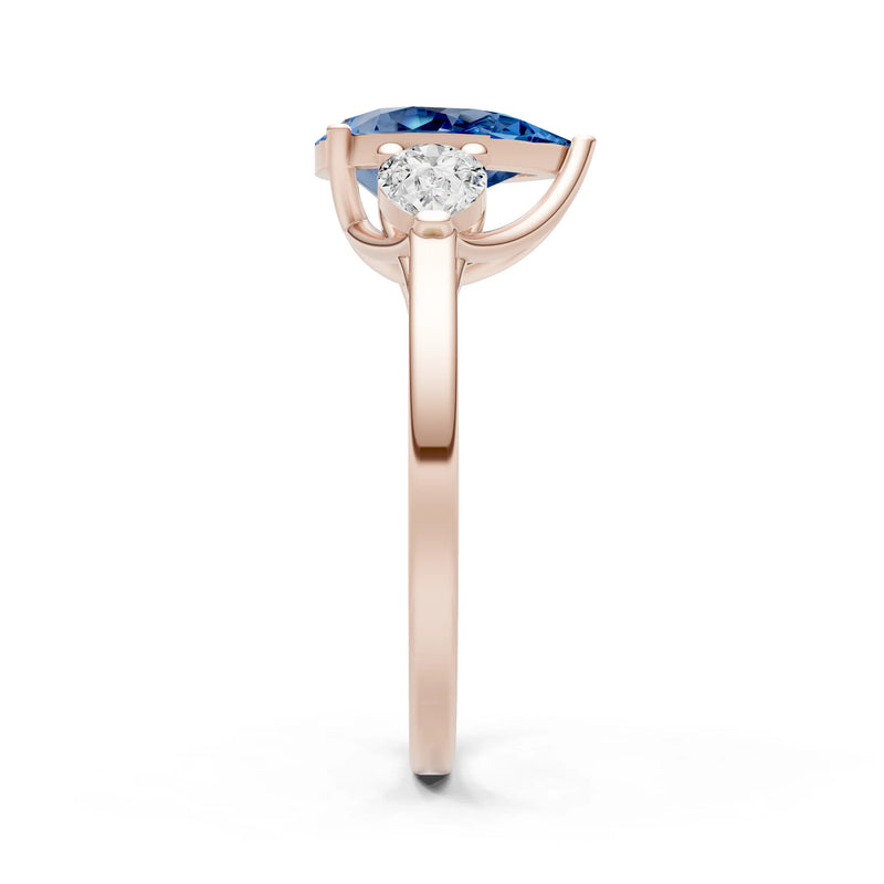 London Blue Topaz Three Pear Cut Stone Ring