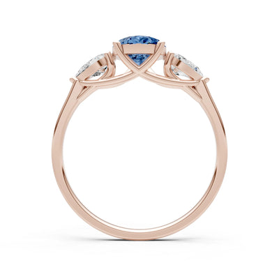 London Blue Topaz Three Pear Cut Stone Ring