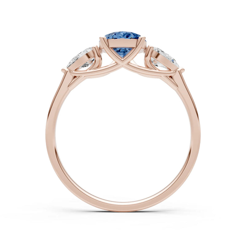 London Blue Topaz Three Pear Cut Stone Ring