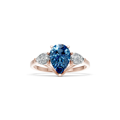 London Blue Topaz Three Pear Cut Stone Ring