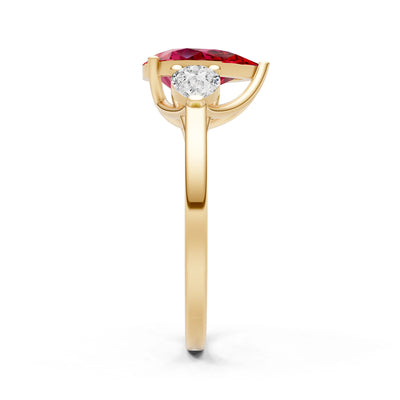 Ruby Three Pear Cut Stone Ring