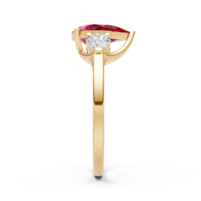 Ruby Three Pear Cut Stone Ring