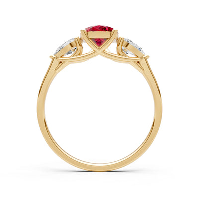 Ruby Three Pear Cut Stone Ring
