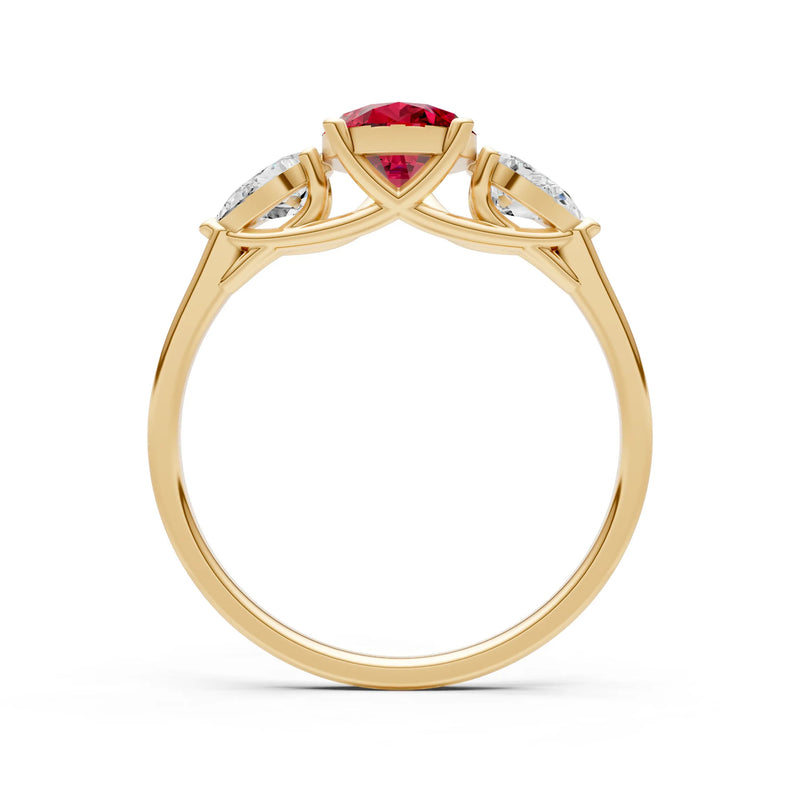 Ruby Three Pear Cut Stone Ring