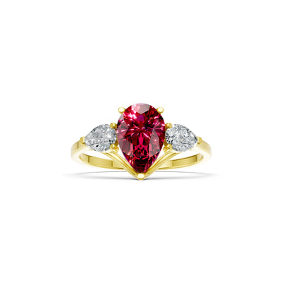 Ruby Three Pear Cut Stone Ring