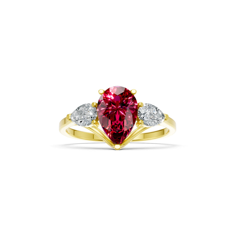 Ruby Three Pear Cut Stone Ring