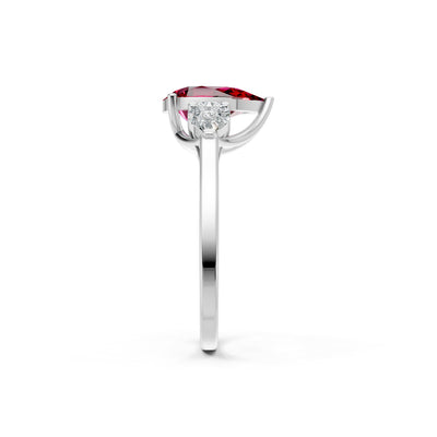 Ruby Three Pear Cut Stone Ring