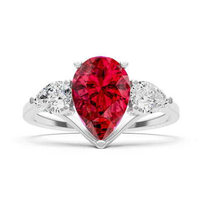 Ruby Three Pear Cut Stone Ring