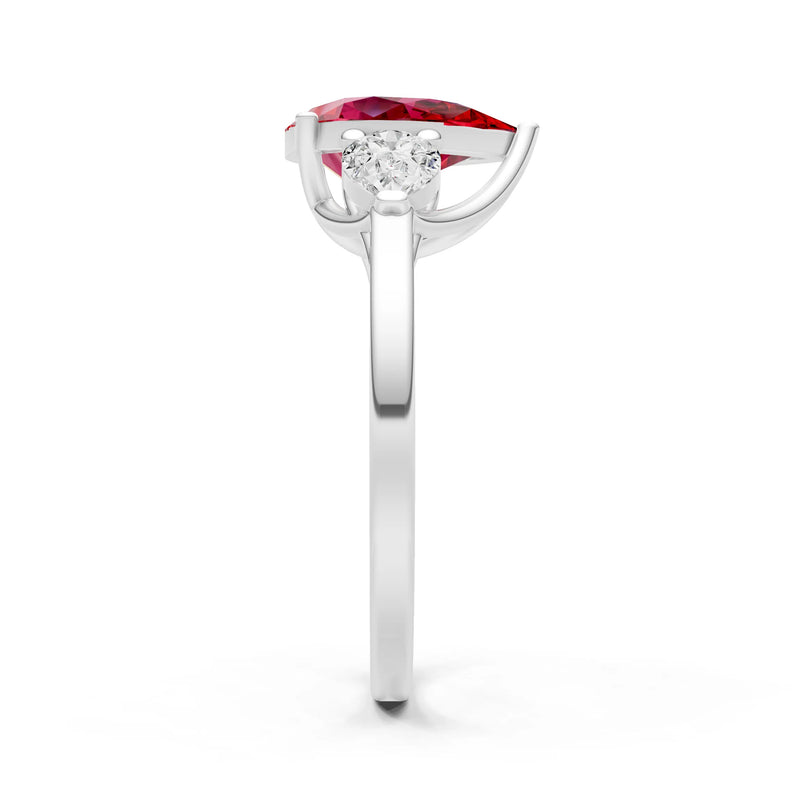 Ruby Three Pear Cut Stone Ring