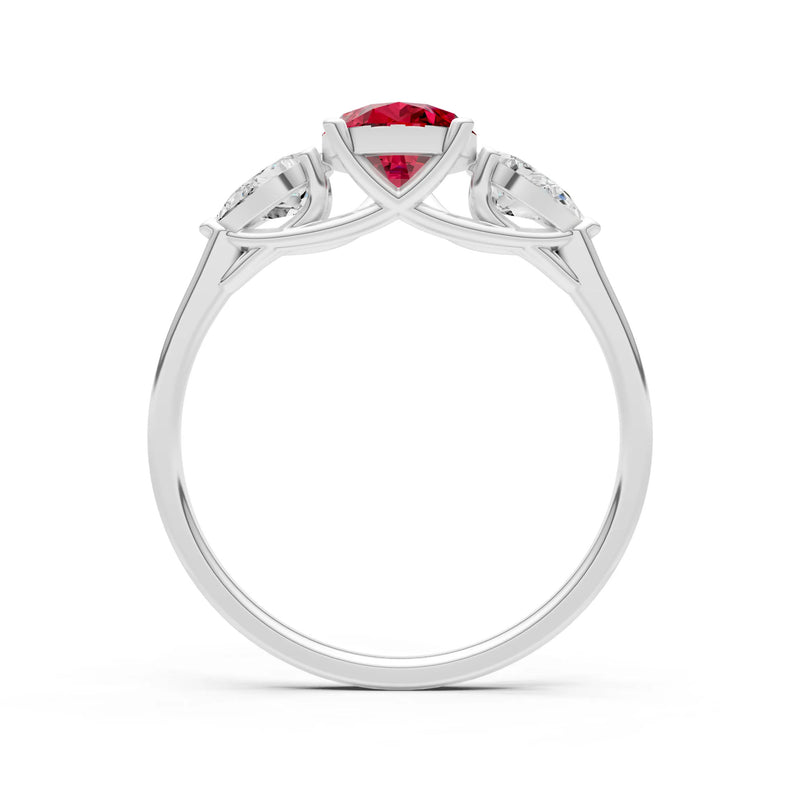 Ruby Three Pear Cut Stone Ring