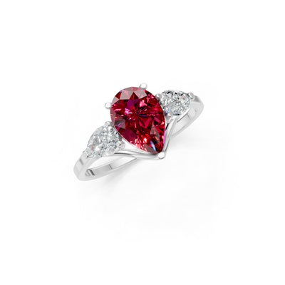 Ruby Three Pear Cut Stone Ring