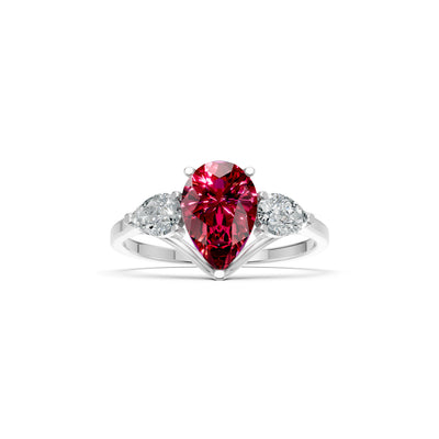 Ruby Three Pear Cut Stone Ring