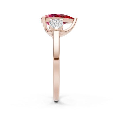 Ruby Three Pear Cut Stone Ring
