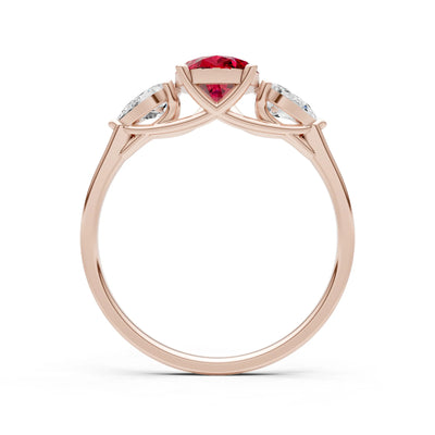 Ruby Three Pear Cut Stone Ring