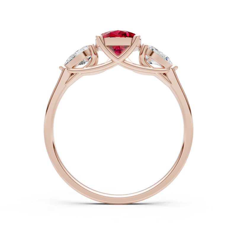 Ruby Three Pear Cut Stone Ring