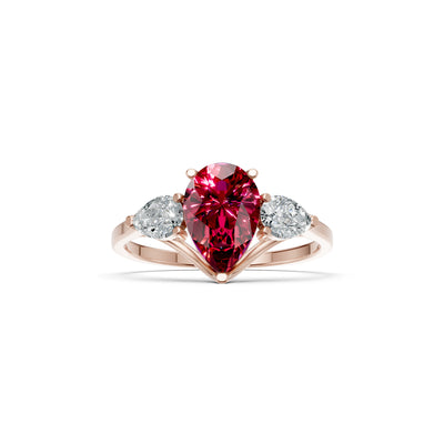 Ruby Three Pear Cut Stone Ring