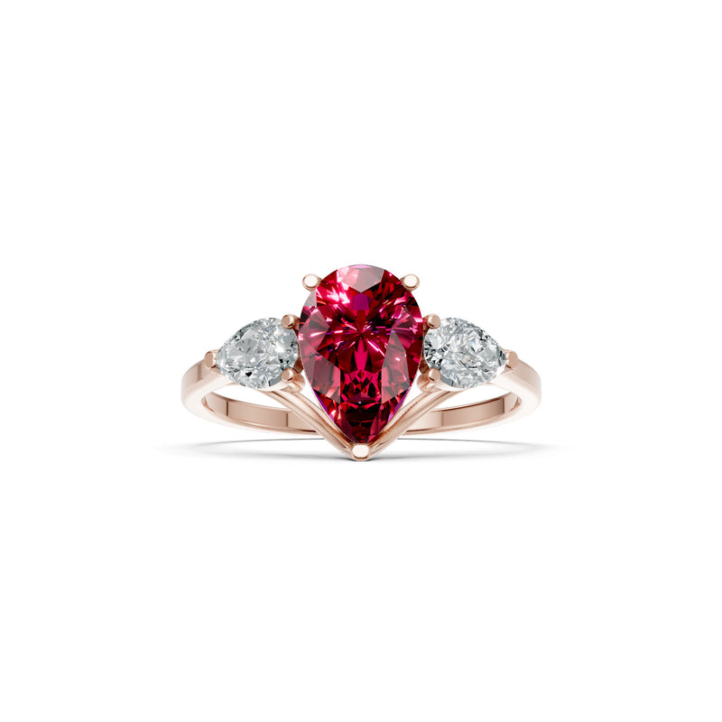 Ruby Three Pear Cut Stone Ring