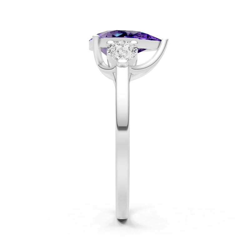 Amethyst Three Pear Cut Stone Ring