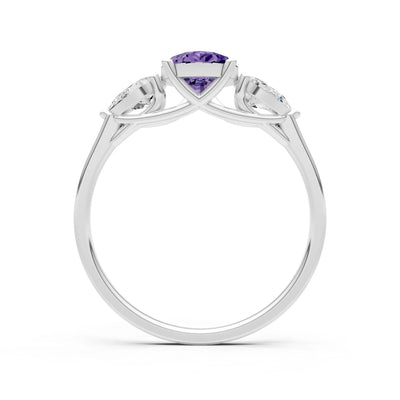 Amethyst Three Pear Cut Stone Ring