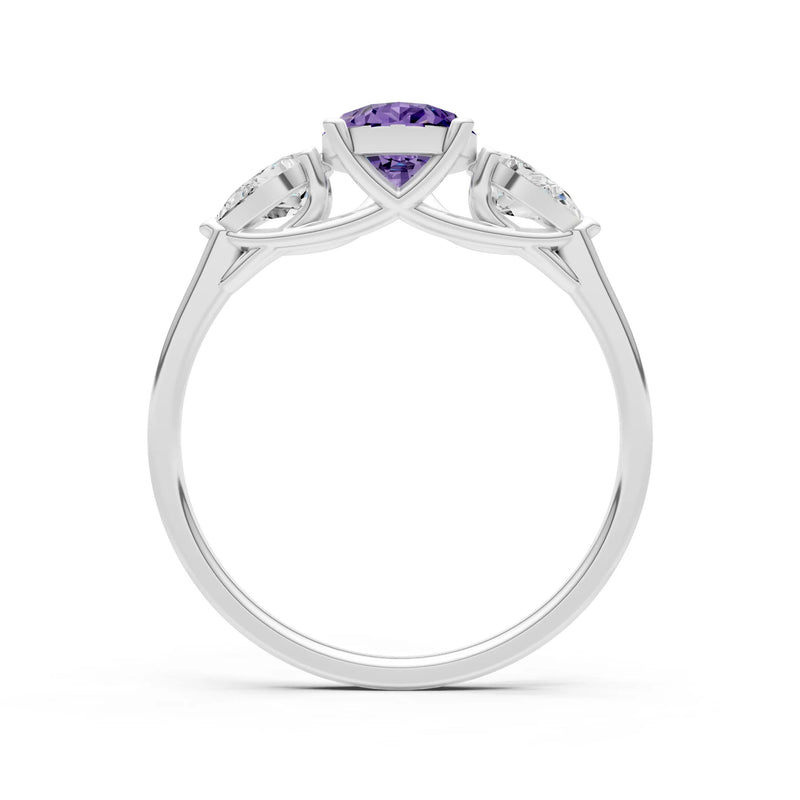 Amethyst Three Pear Cut Stone Ring