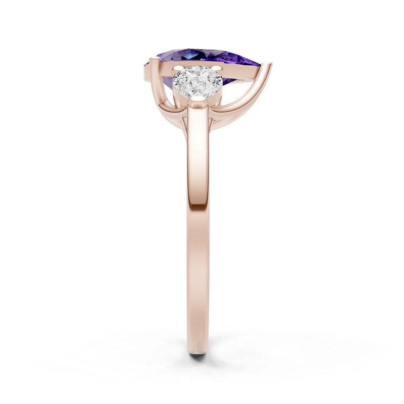 Amethyst Three Pear Cut Stone Ring
