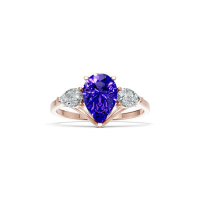 Amethyst Three Pear Cut Stone Ring