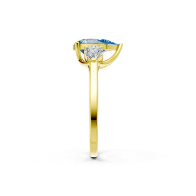 Aquamarine Three Pear Cut Stone Ring
