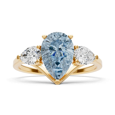 Aquamarine Three Pear Cut Stone Ring