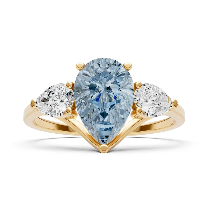 Aquamarine Three Pear Cut Stone Ring