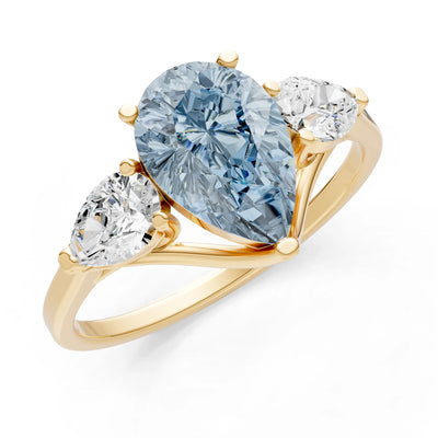 Aquamarine Three Pear Cut Stone Ring