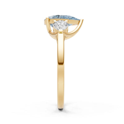 Aquamarine Three Pear Cut Stone Ring